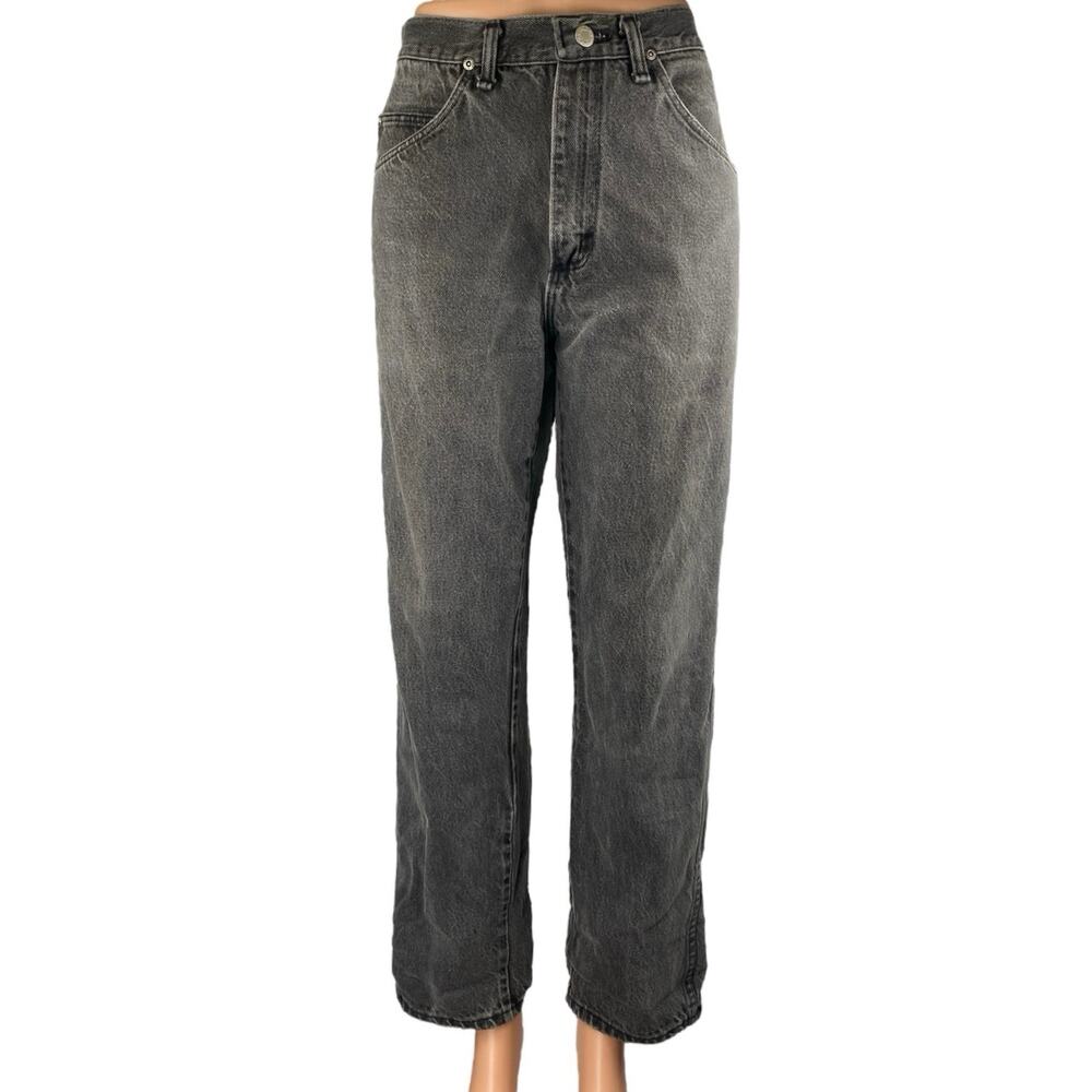 Wrangler Women's Black Washed High Rise Relaxed Straight Denim Jeans Size 33x30